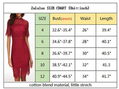 Women's High Neck Short Sleeves Lace Cocktail Party Dress