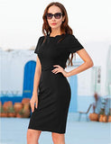 Women's Casual Bodycon Tube Dress Scalloped Neck Midi Pencil Dress Wear to Work Dresses | Women's Work Dresses