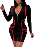 Women's Sexy Zip Front Plus Size Bodycon Club Mini Dresses