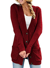 Sidefeel Women Open Front Cardigan Sweater Button Down Knit Sweater Coat