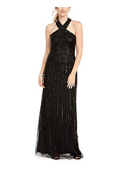 Adrianna Papell Women's Halter Beaded Gown