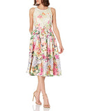 Women's Sleeveless Floral Jacquard Midi Party Dress