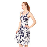 Women's A Line Sleeveless Slim Casual Flare Floral Summer Midi Dress