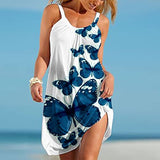 Sundresses for Women Summer Beach Dress Sleeveless Colourful Print Mini Dress Round Neck Casual Dress | Original Brand