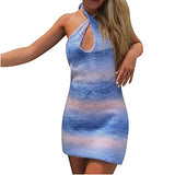 Summer Dresses for Women, Ladies's Fashion Multicolor V-Neck Halter Sleeveless Bandage Crocheted Dress Party UK Size | Women's Work Dresses