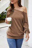 Aifer Women's Off The Shoulder Top Casual Oversized Shirts Loose Tunic Tops Sweater Caramel | Women's Sweaters