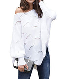 Women's Pullover Batwing Sleeve Loose Hollow Knit Sweaters