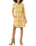 Women's Flannel Relaxed Fit Belted Shirt Dress