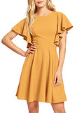Mustard Yellow Women's Stretchy A Line Swing Flared Skater Cocktail Party Dress - Romwe | Women's Cocktail Dresses