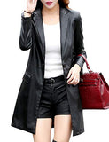 Tanming Womens Casual Lapel Long PU Faux Leather Jacket Suit Coat Trench Outerwears