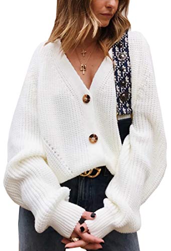 Women's V Neck Button Down Long Sleeve Cable Knit Cardigan Sweaters Outerwear Tops