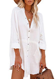 Women's Long Sleeve Button Down Tunic Dresses with Pockets