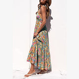 Women Midi Long Dress Sexy Bandage Sundress Floral Print Neck A-Line Summer Casual Beach Dresses Vestidos | Original Brand