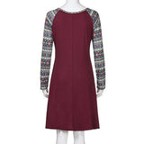 Casual Dresses for Women New Long Sleeve Round Neck Geometry Printed Ladies Daily Dress | Original Brand | Women's Work Dresses