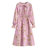 Janly Clearance Sale Women's Dress , Women Floral Chiffon Long Sleeve Printing Casual Party Vintage Boho Maxi Dress , for Holiday Summer (Pink-L | Women's Casual Dresses