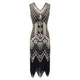 Women Flapper Dress Vintage 1920s Style Sleeveless V-Neck Beaded Fringed Sequin Evening Dresses Great Gatsby Theme Party Gown Wedding Cocktail