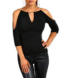 Women's Open Cold Shoulder Slim Fit Short Sleeve Tee Shirt Casual Blouse Tops | Women's Tops and Blouses