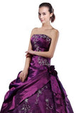 DLFASHION Strapless A-line Embroidered Taffeta Prom Dress