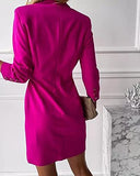 Womens Blazer Dress V Neck 4-Mar Sleeve Sexy Wrap Work Office Dresses with Belt | Women's Work Dresses