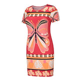 Summer Dress for Women Fashion Butterfly Print Midi Dress Crewneck Beach Dresses Casual Wrap Sundresses Red | Original Brand