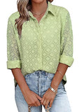 Sage Green Womens Button Down Shirts Long Sleeve V Neck Blouses Tops for Work - FARYSAYS | Women's Tops and Blouses