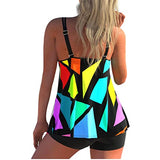 Women Color Block Swimsuit Gradient Bathing Suit Tummy Control Swimwear with Boyshorts | Original Brand | Women's Tops and Blouses
