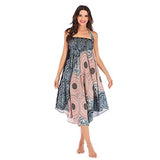 Women Elastic Maxi Skirt, Gypsy Flowers Floral Print Skirts Puffy Hem Long Chiffon Dress | Original Brand