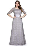 Women's Plus Size See-Through Half Sleeve Floral Lace Bridesmaid Dress 8878PZ