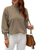 Womens Casual Lightweight Sweater Mock Neck Batwing Long Sleeve Knit Jumper Loose Pullover Tops