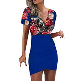 Women's Dress Sweet & Cute Dress Summer Ladies Sexy Print Splicing V-Neck Short Sleeve Casual Dress Fancy Cocktail Dress Party Dress Maxi A-line Dress