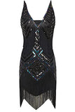 Women's 1920s Flapper Dress V Neck Slip Dress Roaring 20s Great Gatsby Dress for Party