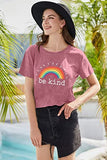 Be Kind Rainbow Shirts for Women Short Sleeve Letter Printed Inspirational Tee Shirts | Original Brand