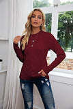 Breampot Women Cable Knit Jumper Casual Basic Long Sleeve Pullover Sweater Tops(Wine,Small) | Women's Sweaters