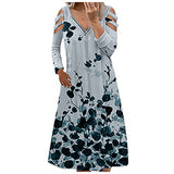 Women's O-Neck Printing Long Sleeve Casual Swing Dress Longuette Dress Women's Round Neck Printed Long Sleeve Casual Swing Dress | Women's Casual Dresses