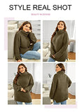 Aleumdr Womens Autumn Winter Cozy Turtleneck Long Sleeve Solid Printed Chunky Knitted Pullover Sweater Jumper Grey Khaki Small | Women's Sweaters