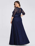 Womens A-Line Formal Slim Maxi Lace Bridesmaids Dress with Sleeve  - Sara Clothes