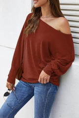 Womens Tops Dressy Casual,Plus Size Tops for Wome Sexy Off the Shoulder Tops Casual Long Sleeve Shirts Relaxed Fit Cold Shoulder Pullover Sweater (XL, Burnt Orange) | Women's Sweaters