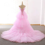 Women's High Low Prom Dresses Spaghetti Strap Tulle Tiered Pageant Ball Gown 2020 Long Homecoming Dress AR222