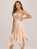 Women's Embroidery Spaghetti Straps Short Chiffon Evening Dresses  - Sara Clothes