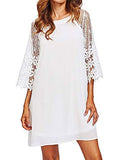 Women Summer Tunic Dress Floral Print V Neck Long Sleeve Casual Loose Flowy Shift Mini Dress | Women's Casual Dresses