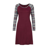 Casual Dresses for Women New Long Sleeve Round Neck Geometry Printed Ladies Daily Dress | Original Brand | Women's Work Dresses