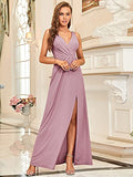 Women's V-Neck Glitter Dress Side Split Evening Dress  - Sara Clothes