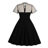 Wellwits Women's Polka Dots Embroidery Keyhole Tie Vintage Cocktail Dress