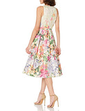 Women's Sleeveless Floral Jacquard Midi Party Dress