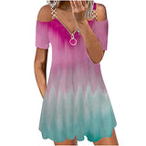 Ladies Casual Loose Printed V-Neck Short Sleeve Hollow Out Sexy Dress Bodycon Dress Office Wear for Casual Club Cocktail Evening Gowns Work UK Size 8-26 | Women's Work Dresses