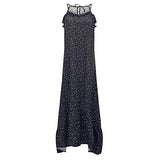 Women's Spaghetti Strap Tie Sleeveless Dress Summer Non-Adjustable Loose Ruffled Beach Maxi Dresses | Original Brand