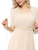 Women's Ruffle Hem 3/4 Sleeve A-Line Smocked Short Chiffon Dress | Original Brand