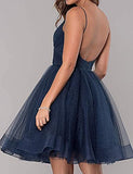 Women's Short Sleeveless Prom Dresses A Line Backless Tulle Homecoming Dresses RQB141