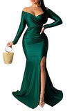 Women's Summer Off Shoulder Maxi Dress Sexy V Neck Long Sleeve Long Cocktail Mermaid Wedding Dresses