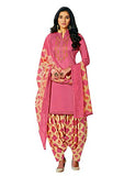 Cotton Plain Embroidered Salwar Kameez With Printed Salwar Dupatta